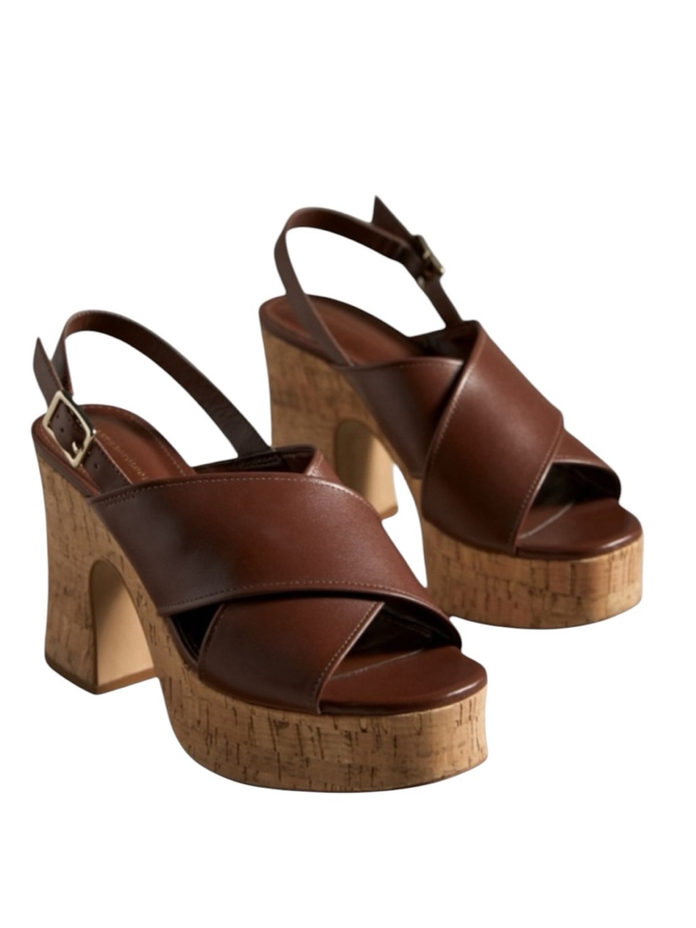 ANTHROPOLOGIE NWT Brown Cross Strap platform Sandals in Sz 8